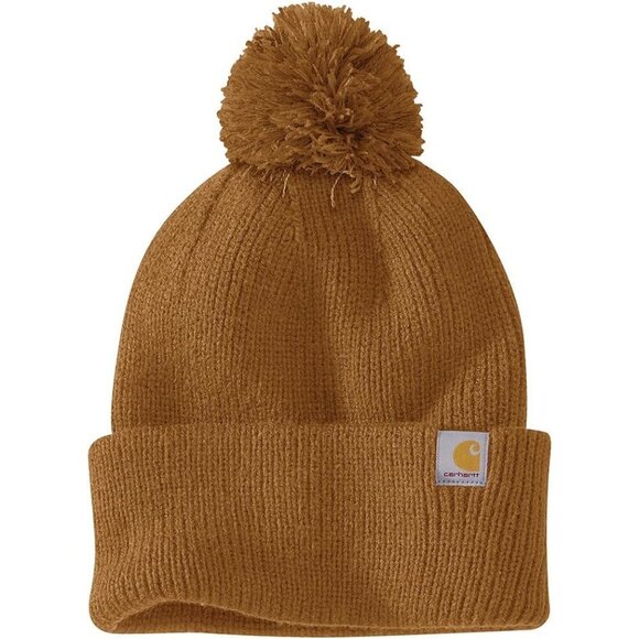 Women\'s Acrylic Knit Beanie Pom-Pom Cuffed Rib Warm Winter Accessory main image 2